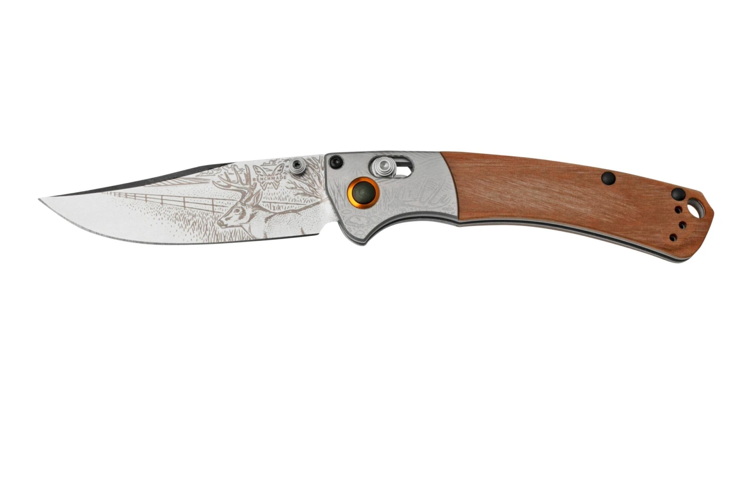 Benchmade Mini Crooked River Whitetail Limited Edition Artist Series 15085-2202, Couteau De Poche De Chasse, Casey Underwood Design 1 Benchmade Mini Crooked River Whitetail Limited Edition Artist Series 15085-2202, Couteau De Poche De Chasse, Casey Underwood Design