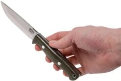 Bark River Gunny Scandi CPM 3V, Green Canvas Micarta, Brown Sheath -Meilleurs Couteaux BRK07 024GNC 06 bark river brk07 024gnc 06