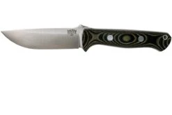 Bark River Bravo 1 A2, Black & Green Linnen Micarta, Brown Sheath