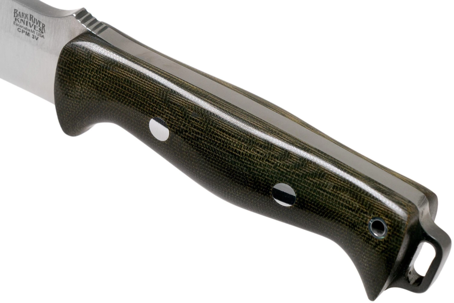 Bark River Bravo 2 CPM 3V, Green Canvas Micarta Couteau Outdoor 5 Bark River Bravo 2 CPM 3V, Green Canvas Micarta Couteau Outdoor – Image 5