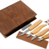 BeaverCraft Basic Set Of 4 Knives S07 Book Kit De Sculpture Sur Bois Avec Boîte De Rangement Livre En Bois