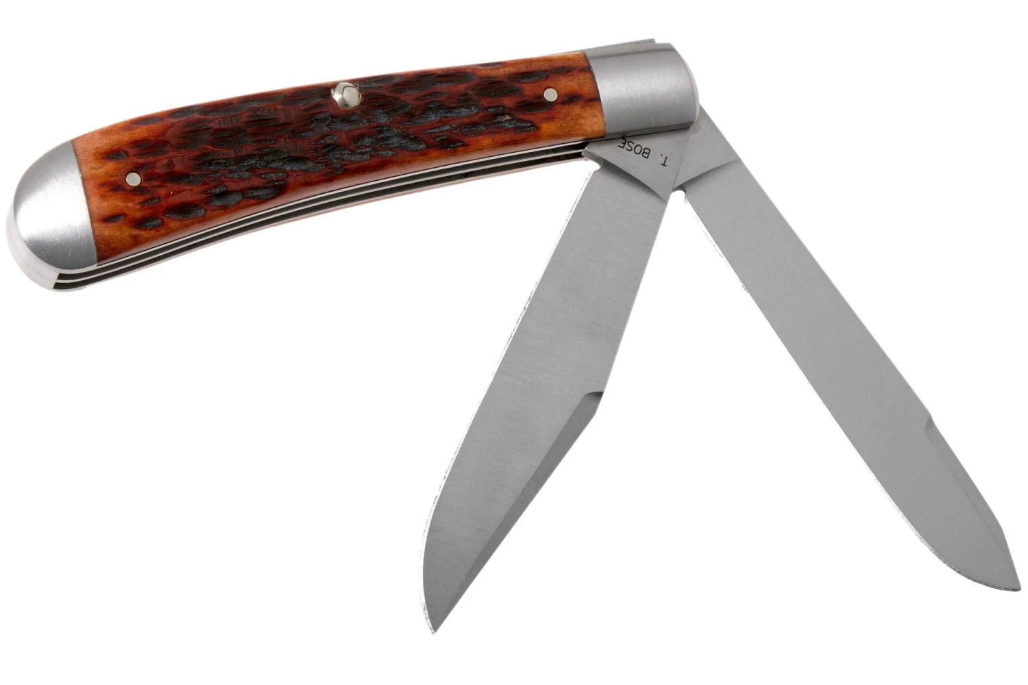 Case HT Trapper, Chestnut Bone, 154CM, Peach Seed Jig, 10770, TB622021 Couteau De Poche, Tony Bose Design 2 Case HT Trapper, Chestnut Bone, 154CM, Peach Seed Jig, 10770, TB622021 Couteau De Poche, Tony Bose Design – Image 2