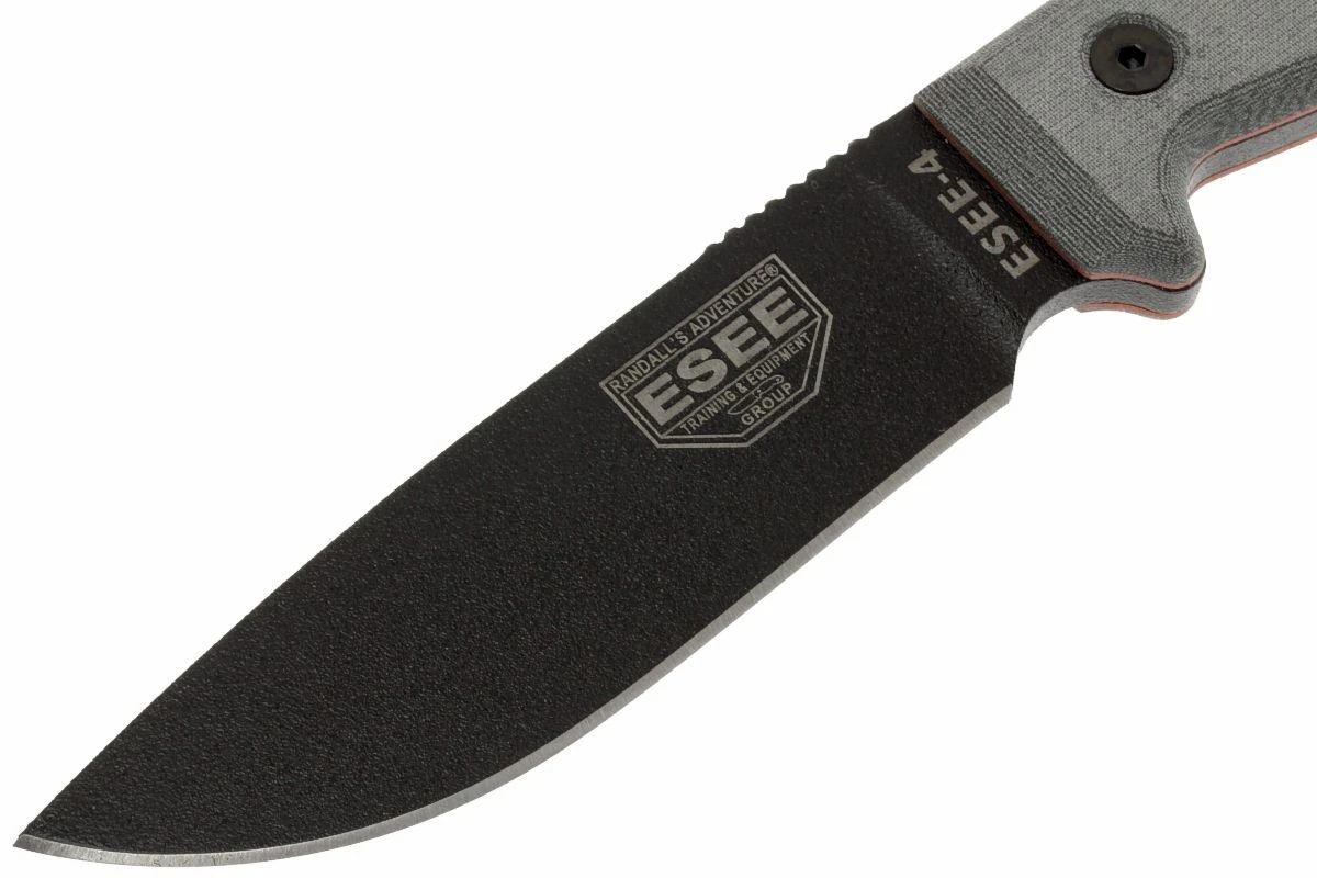 ESEE Model 4 Black Blade, Grey Handle 4P-KO Couteau De Survie Sans étui 2 ESEE Model 4 Black Blade, Grey Handle 4P-KO Couteau De Survie Sans étui – Image 2
