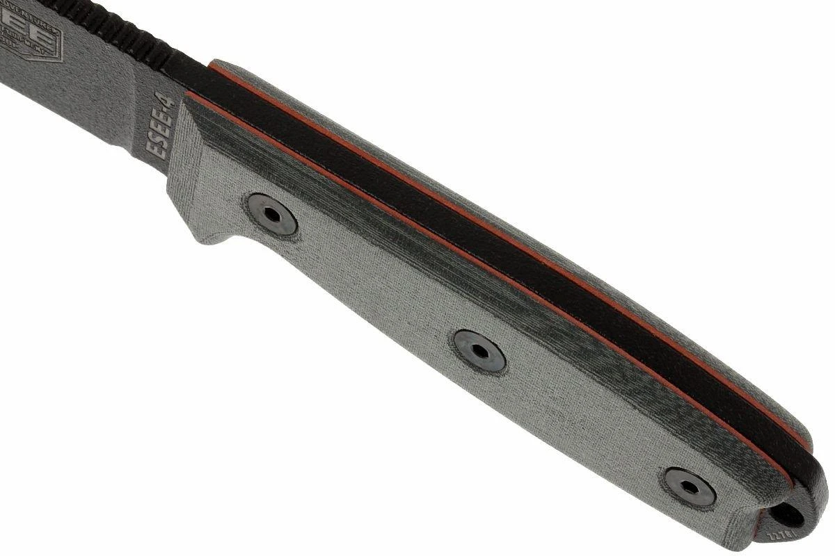 ESEE Model 4 Black Blade, Grey Handle 4P-KO Couteau De Survie Sans étui 4 ESEE Model 4 Black Blade, Grey Handle 4P-KO Couteau De Survie Sans étui – Image 4