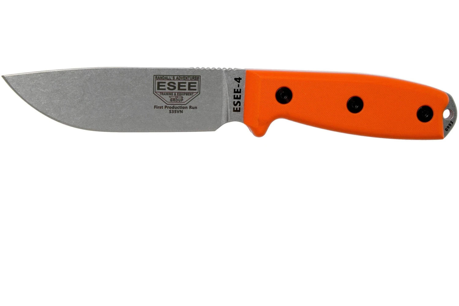 ESEE Model 4 Plain Edge S35VN, Orange G10 Handle 4P35V-OR Avec étui + Clip 1 ESEE Model 4 Plain Edge S35VN, Orange G10 Handle 4P35V-OR Avec étui + Clip