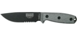 ESEE Model 4 Serrated Blade, Grey Handle 4S-MB-B Avec étui Noir + Clip Et MOLLE-back