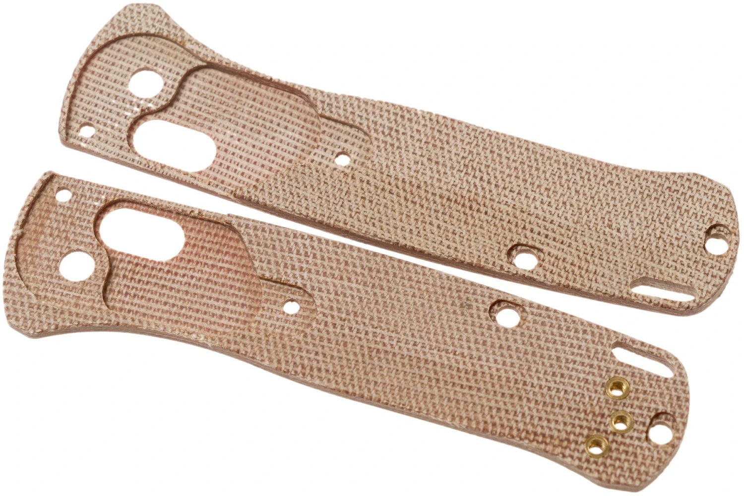 Flytanium Benchmade Mini-Bugout Scales Crossfade, Natural Canvas Micarta 2 Flytanium Benchmade Mini-Bugout Scales Crossfade, Natural Canvas Micarta – Image 2