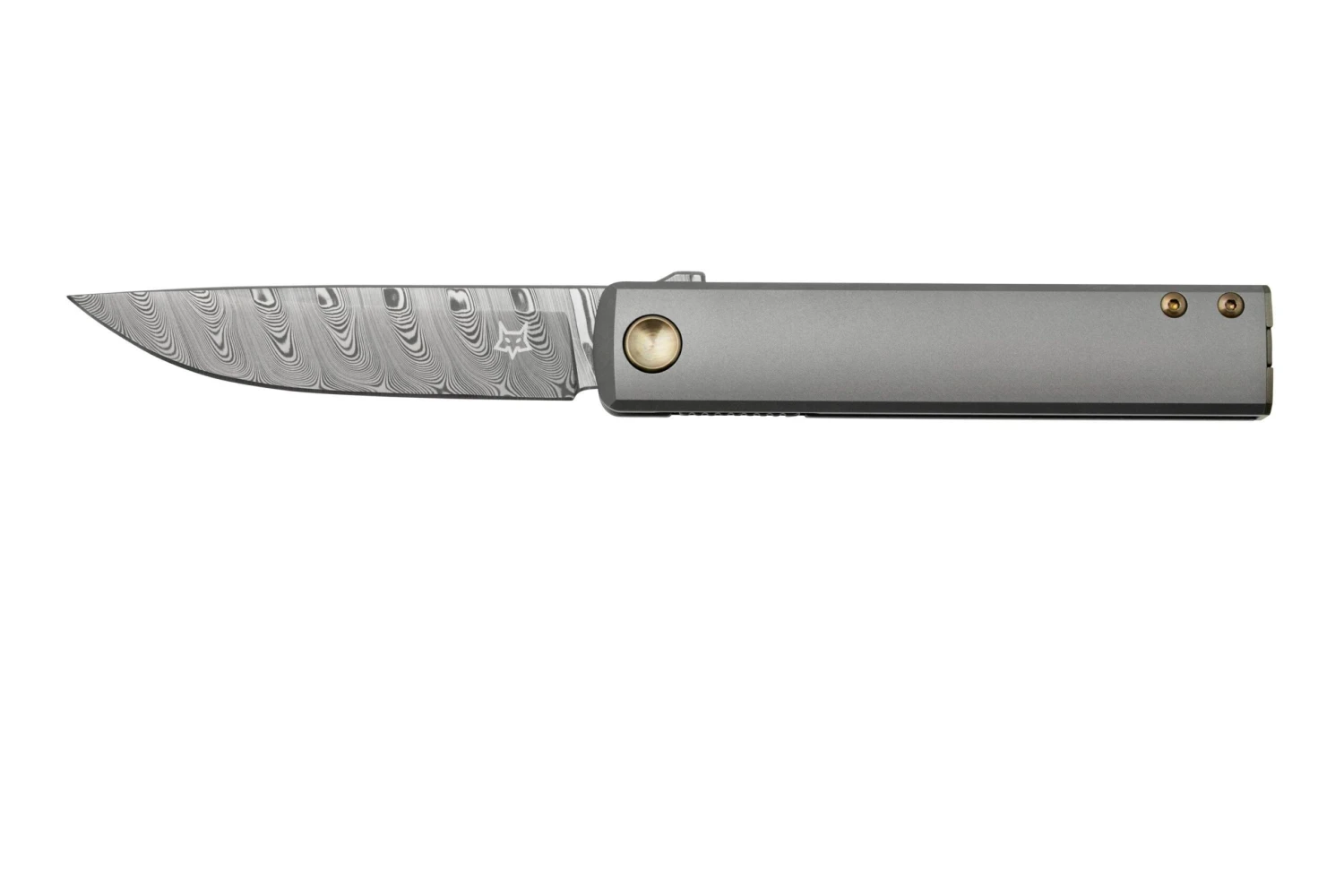 Fox Knives Chnops, FX-543 DBB, Grey Titanium, Damasteel Gysinge, Couteau De Poche, Riccardo Gobbato Design 1 Fox Knives Chnops, FX-543 DBB, Grey Titanium, Damasteel Gysinge, Couteau De Poche, Riccardo Gobbato Design