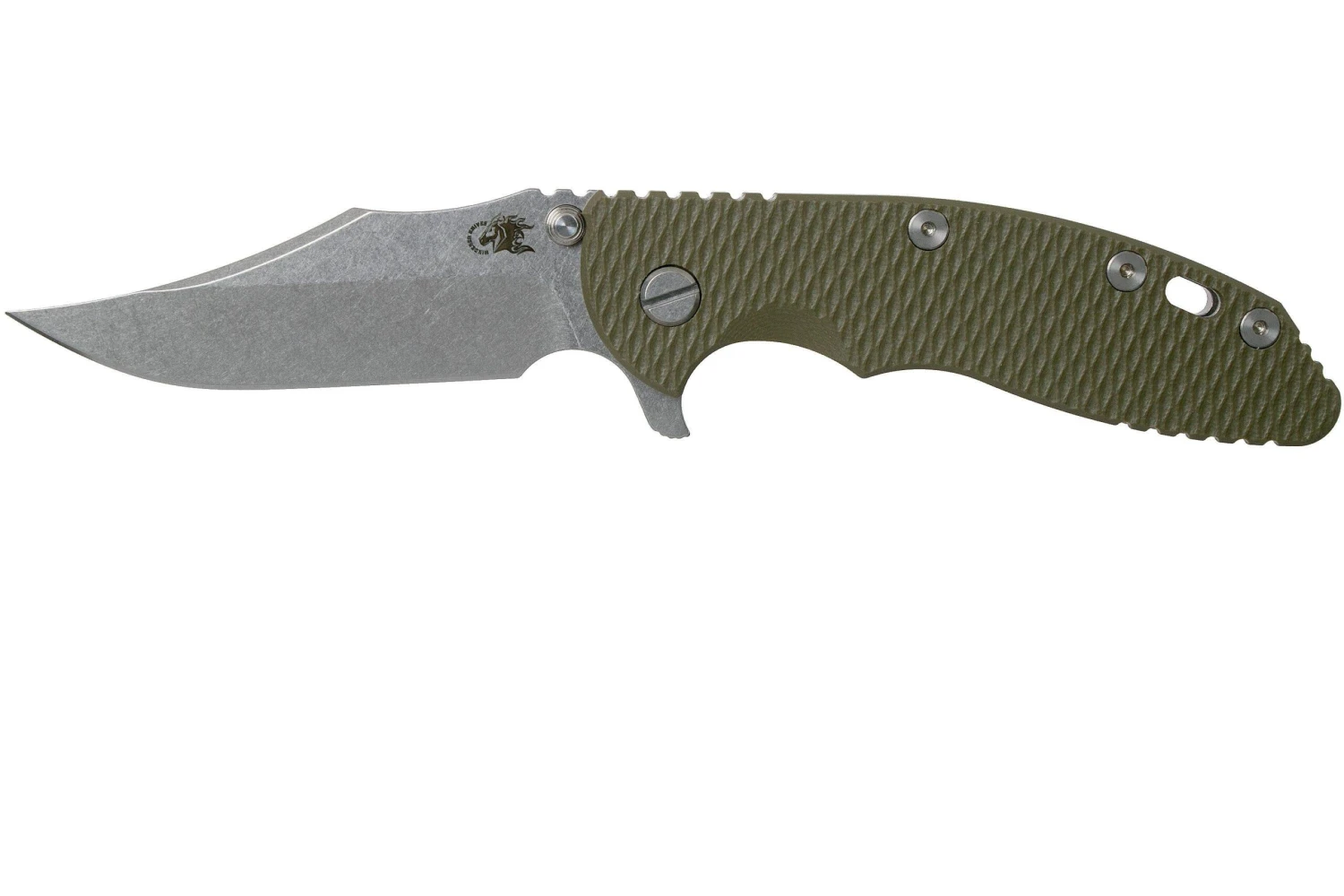 Rick Hinderer XM-18 3.5 Bowie 20CV Stonewash, OD Green G10 Couteau De Poche 1 Rick Hinderer XM-18 3.5 Bowie 20CV Stonewash, OD Green G10 Couteau De Poche