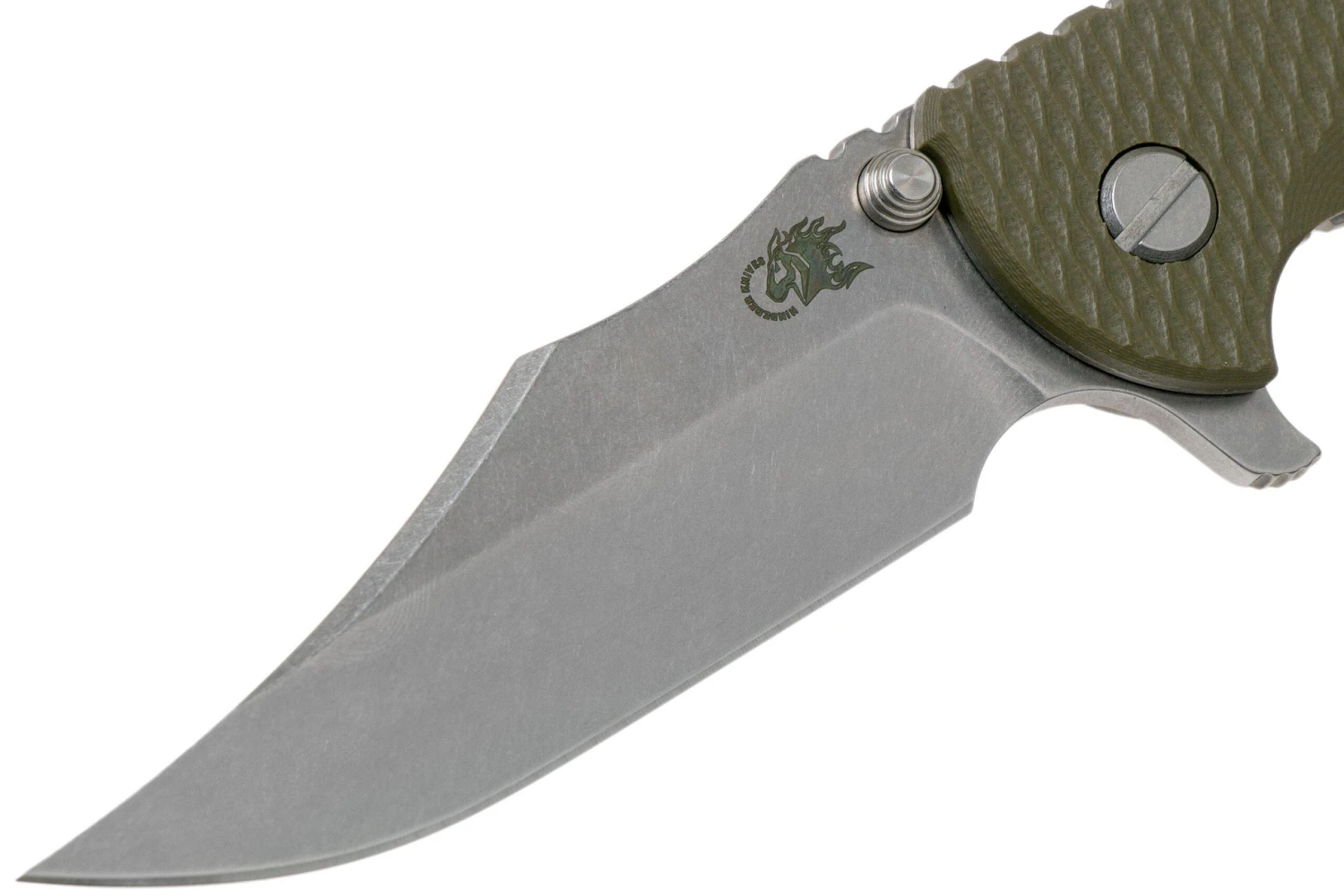 Rick Hinderer XM-18 3.5 Bowie 20CV Stonewash, OD Green G10 Couteau De Poche 3 Rick Hinderer XM-18 3.5 Bowie 20CV Stonewash, OD Green G10 Couteau De Poche – Image 3