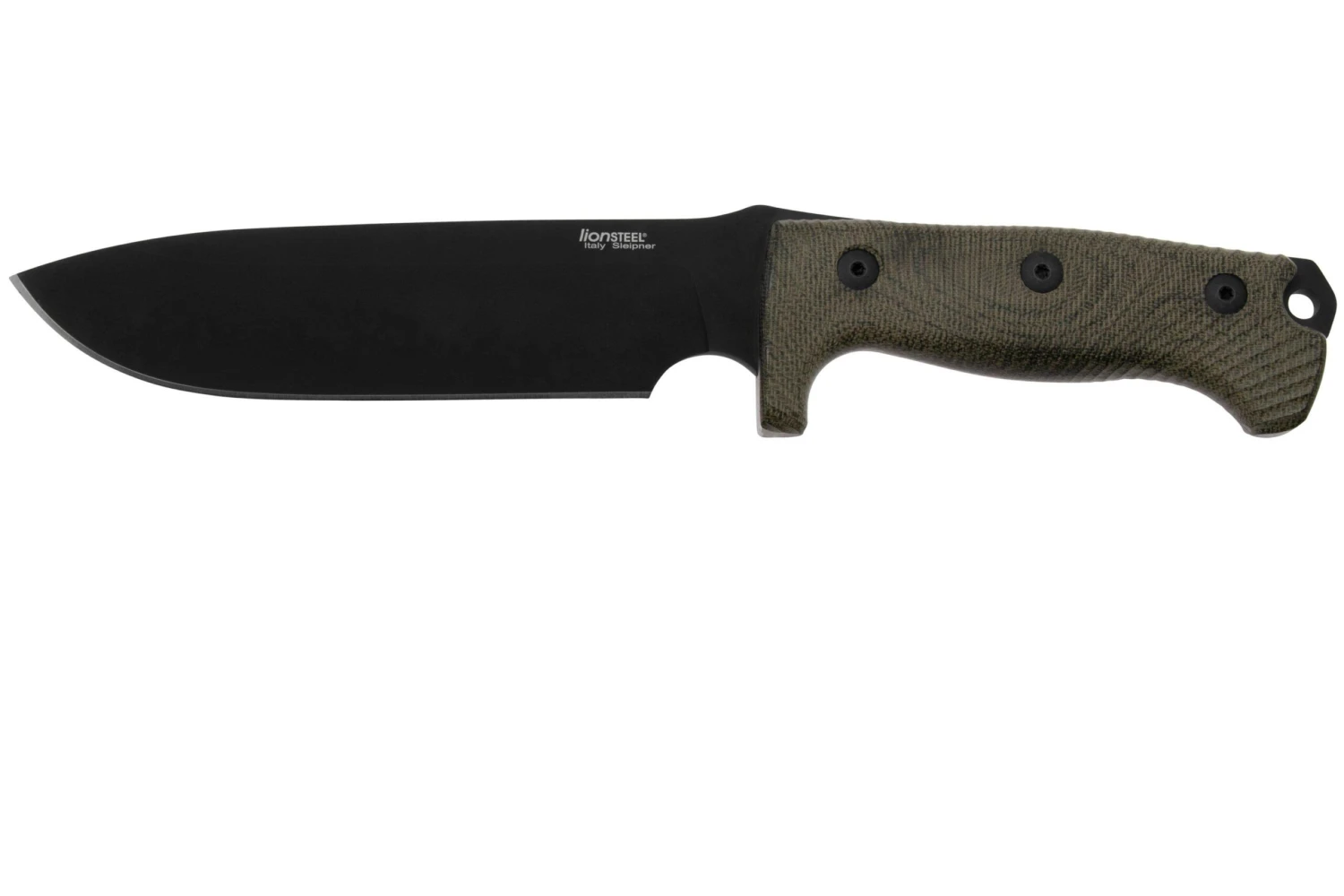 LionSteel M7B CVG Black, Green Canvas Micarta Couteau Fixe, Molletta Design 1 LionSteel M7B CVG Black, Green Canvas Micarta Couteau Fixe, Molletta Design