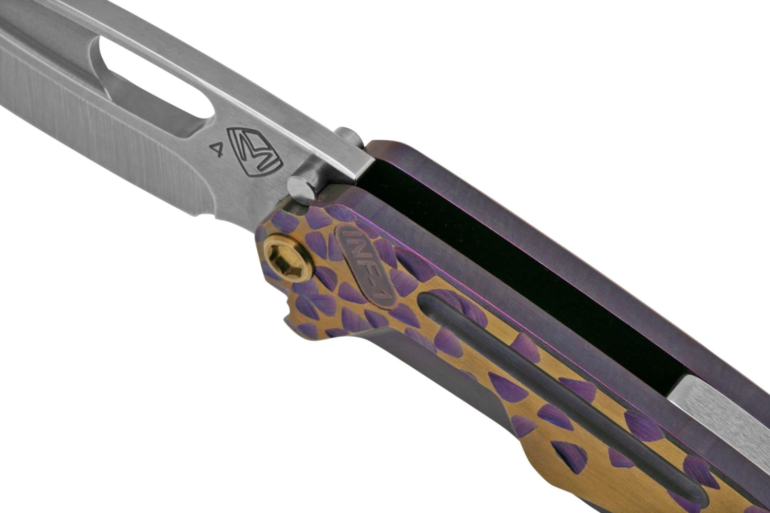 Medford Infraction S45VN Tumbled, Violet, Falling Leaf, Bronze Flats, Couteau De Poche 6 Medford Infraction S45VN Tumbled, Violet, Falling Leaf, Bronze Flats, Couteau De Poche – Image 6