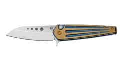 Medford Nosferatu Flipper S45VN Tumbled, Blue, Faced Bronze Flats Handles, Couteau De Poche