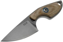 MKM Mikro 1 Drop, Stonewashed Natural Canvas Micarta Couteau De Cou, Jesper Voxnaes Design -Meilleurs Couteaux MMK MR01 NC 03 mkm knives scaled