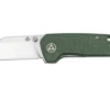 QSP Knife Penguin Mini QS130XS-C, Satin 14C28N, Green Micarta, Couteau De Poche