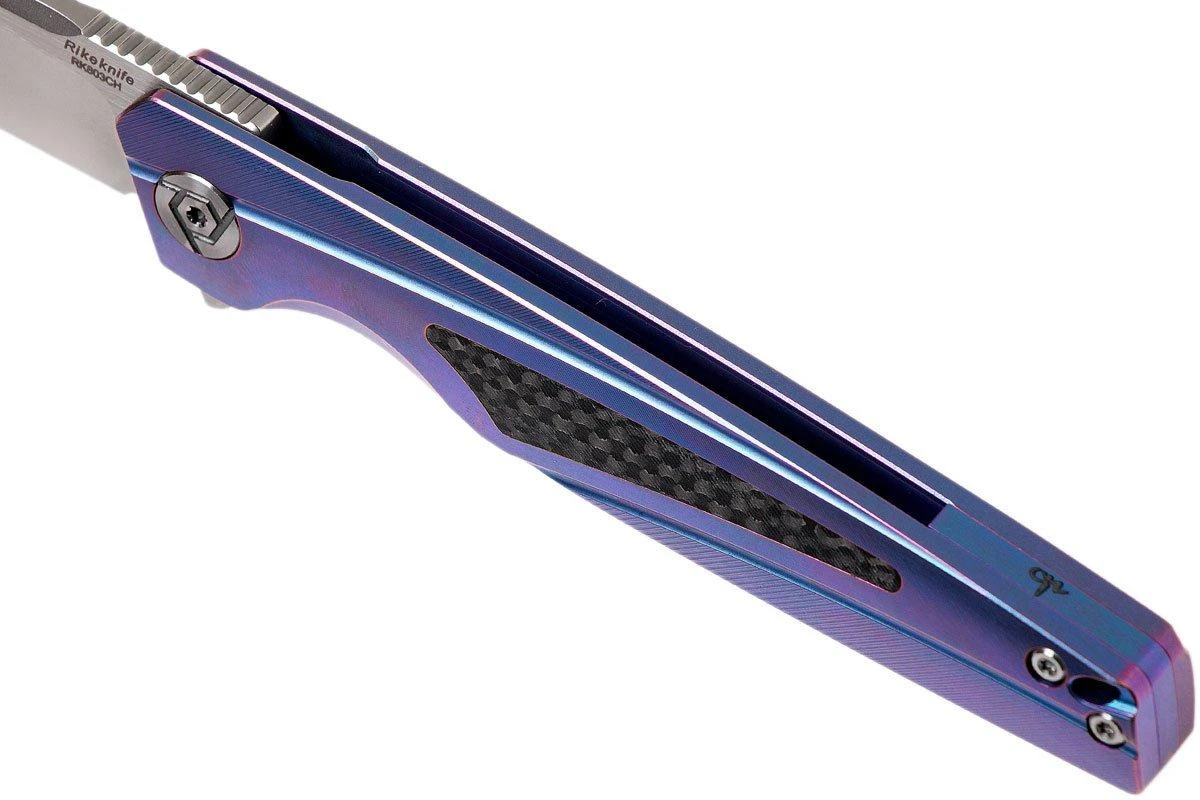 Rike RK803CH-B Blue, Carbonfiber Inlay Couteau De Poche 7 Rike RK803CH-B Blue, Carbonfiber Inlay Couteau De Poche – Image 7