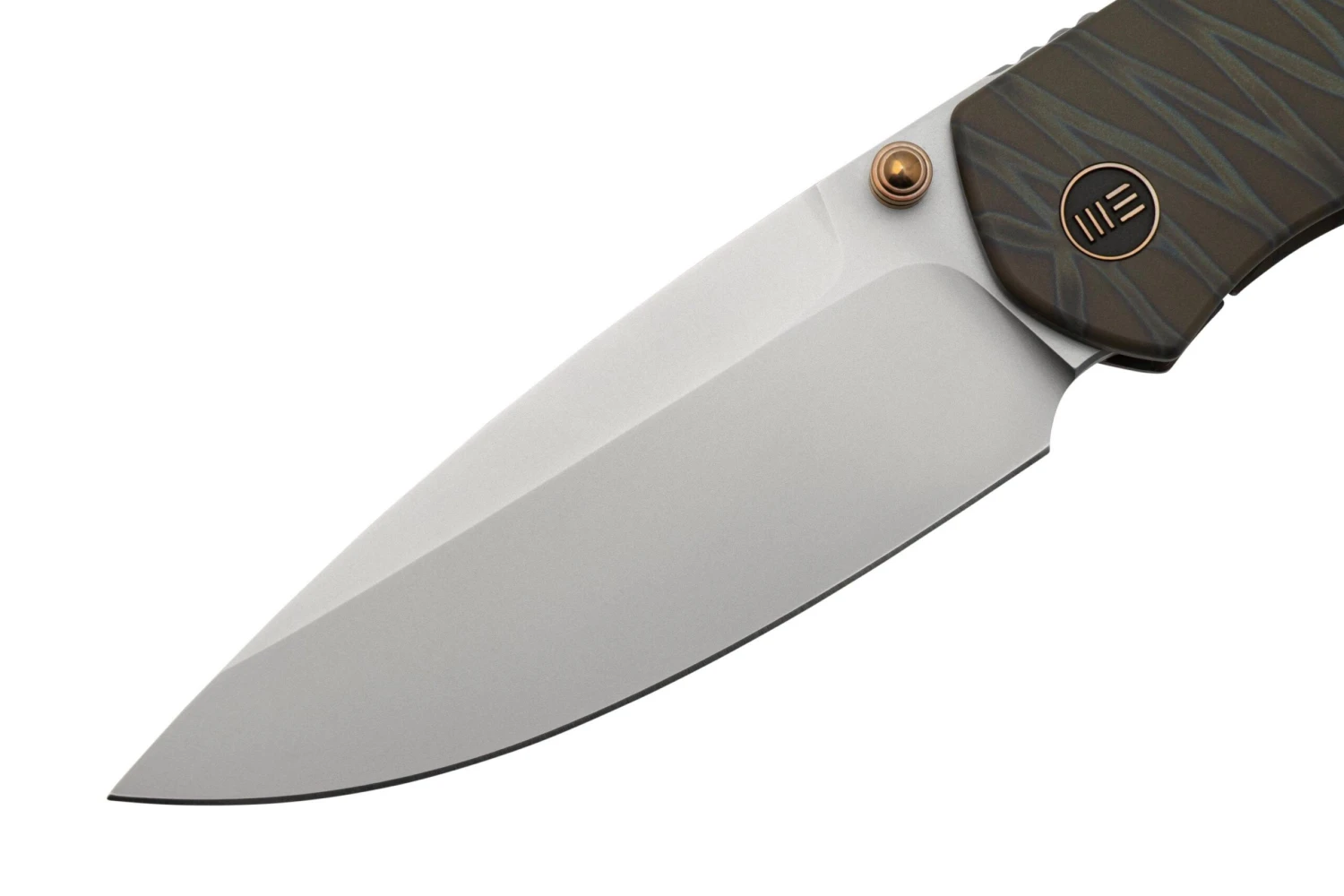 WE Knife Esprit 20025B-B Bead Blasted, Tiger Stripe Pattern Flamed Titanium Couteau De Poche, Ray Laconico Design 3 WE Knife Esprit 20025B-B Bead Blasted, Tiger Stripe Pattern Flamed Titanium Couteau De Poche, Ray Laconico Design – Image 3