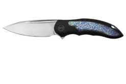 WE Knife Makani WE21048B-3, Black Titanium, Flamed Titanium Inlay, CPM 20CV Couteau De Poche