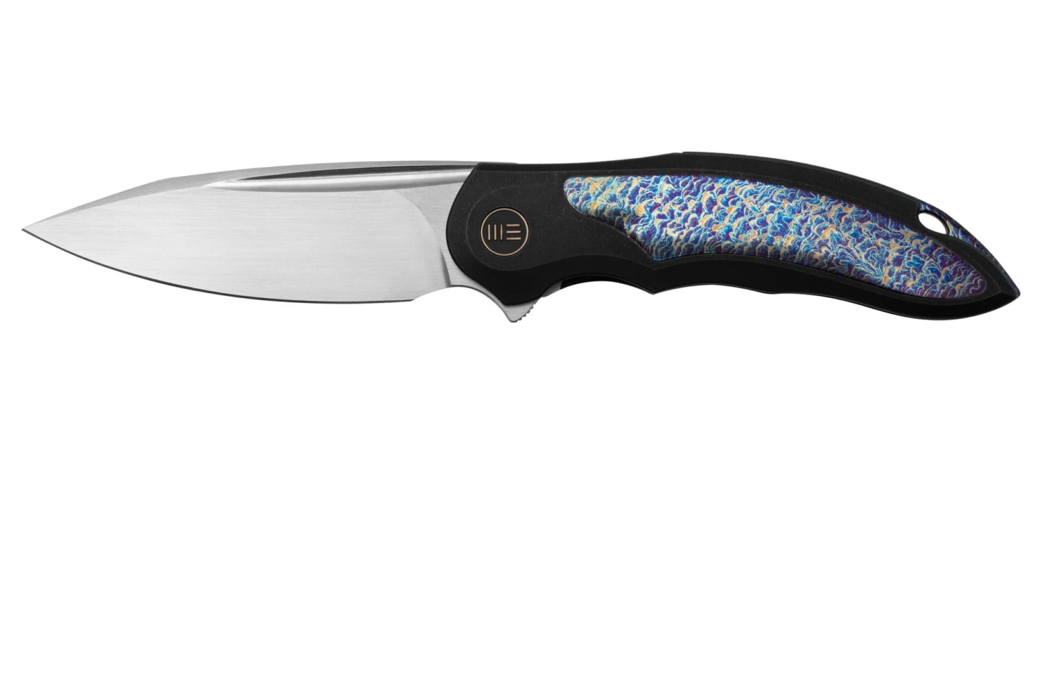 WE Knife Makani WE21048B-3, Black Titanium, Flamed Titanium Inlay, CPM 20CV Couteau De Poche 1 WE Knife Makani WE21048B-3, Black Titanium, Flamed Titanium Inlay, CPM 20CV Couteau De Poche